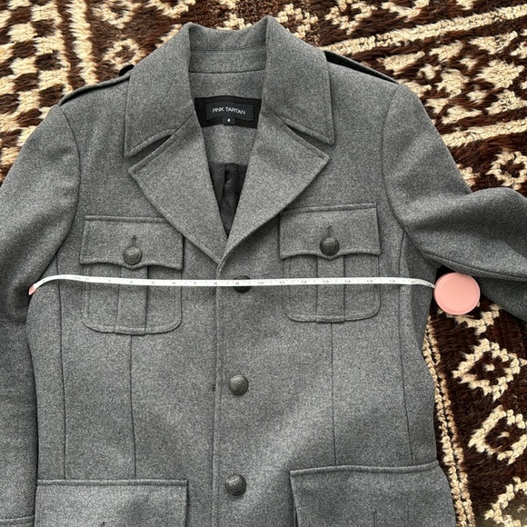 Pink Tartan military style coat/pea coat - Picture 12 of 13